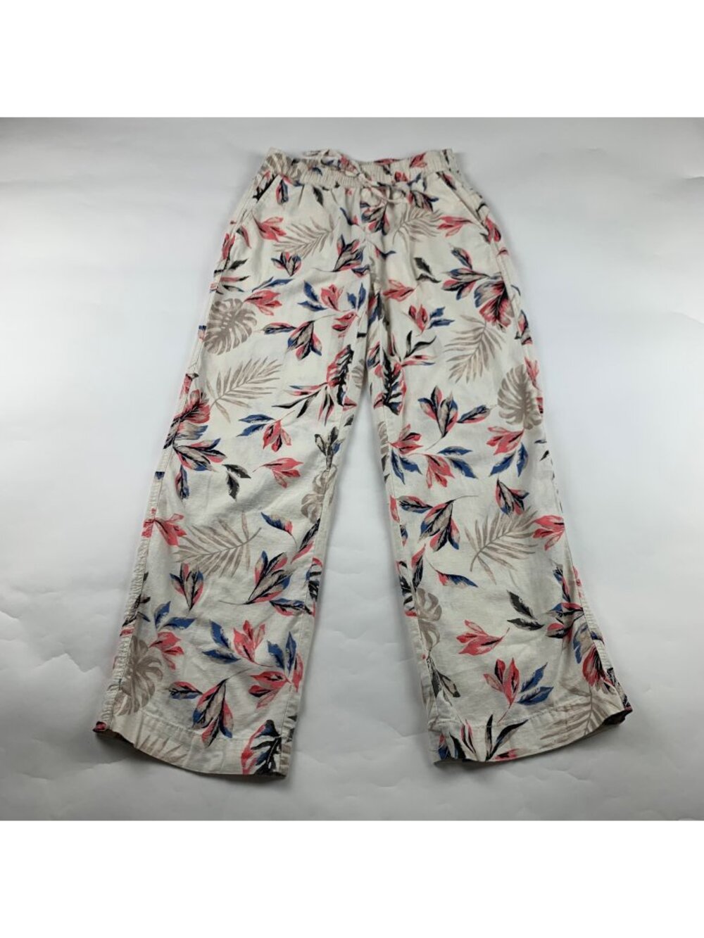 Briggs Floral Palm Print Linen Blend Relaxed Leg Lounge Pant M